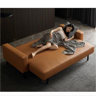 皮艺沙发床意式极小户型人客厅轻三SBW多功能奢沙发2米简2新款