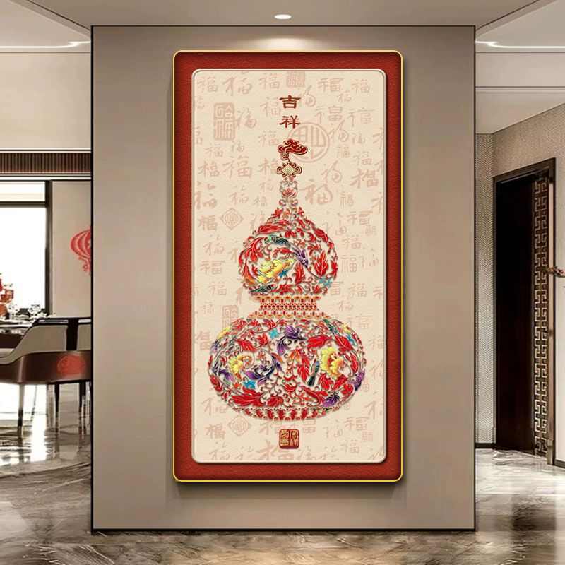 CL-043中式吉祥如意玄关装饰画高档客厅过道走廊尽头墙挂画捡漏