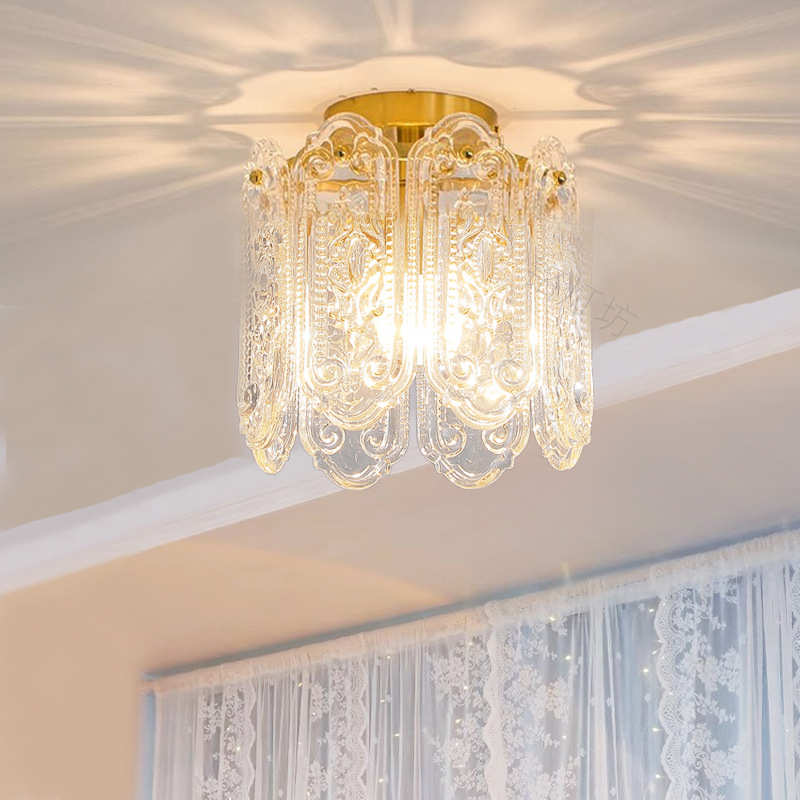 法式奶油过道灯走廊玄关入户阳台衣帽间创意玻璃吸顶灯进门厅吊灯