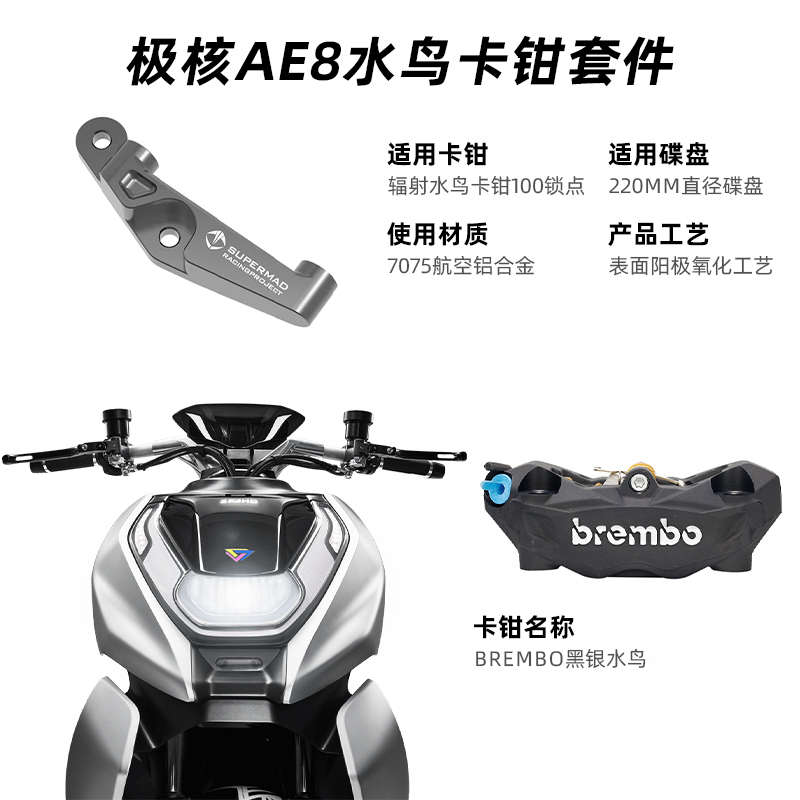 适用极核AE8大辐射转接码对二螃蟹改装刹车直上卡钳套装布雷博