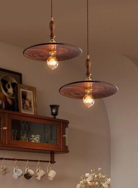 日胡式餐厅实木复灯吧台餐厅i吊ns古黄铜卧室吊灯桃木床头小618吊