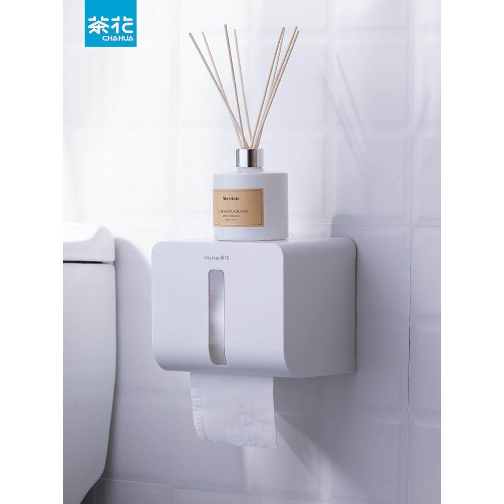 茶花卫生间纸巾盒厕所纸抽盒卷纸盒厕纸盒纸巾收纳盒卫生纸置物架