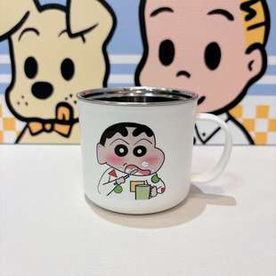 可爱小新漱口杯304不锈钢洗漱杯家用儿童宝宝学生高颜值刷牙杯子
