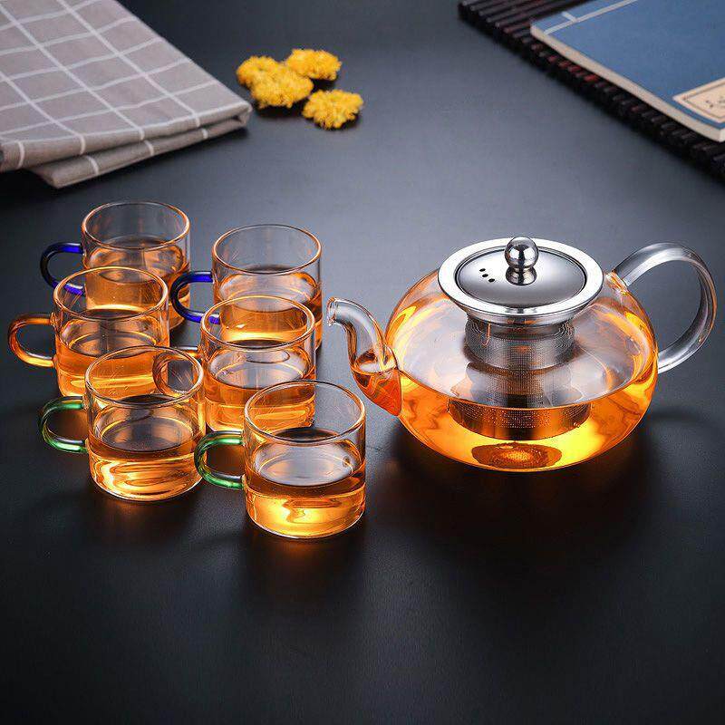 玻璃茶壶加厚耐热花茶壶不锈钢过滤家用煮茶壶烧水壶功夫茶具套玖