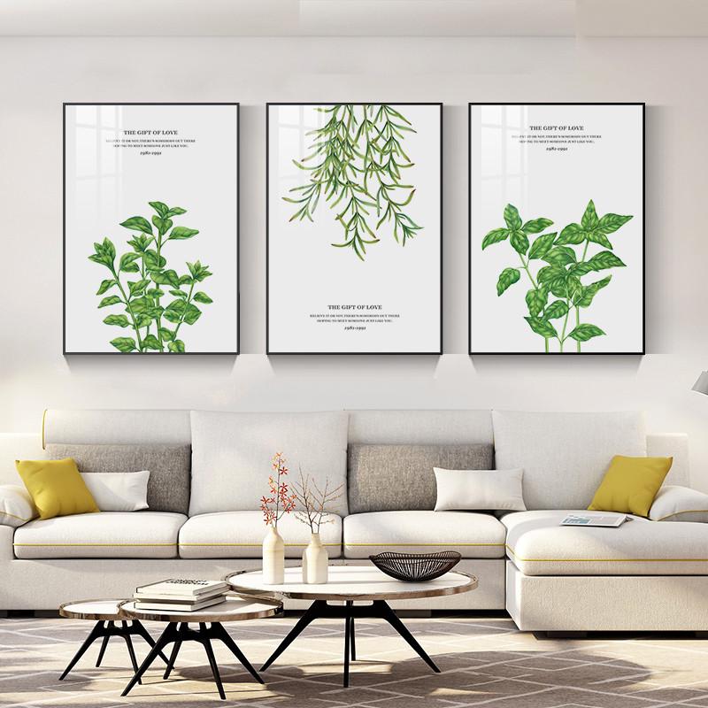 北欧客厅装饰画绿植花卉沙发背景墙挂画小清新壁画现代简约三联画图片