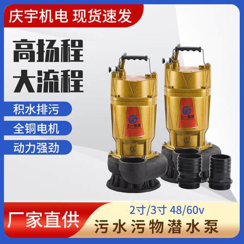 大流量无堵塞污水泵小型高扬程排污泵污水处理污物排放农用潜水泵