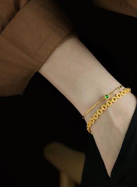 2024新款竹节系古列】复精致【古法民族风黄金色手链气质款送闺蜜