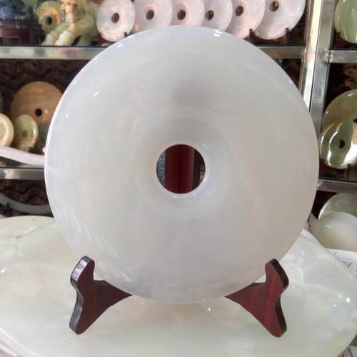 正品天然阿富玉石平安扣摆件玉扣古饰玉器怀玉璧家汗居玄关装饰摆