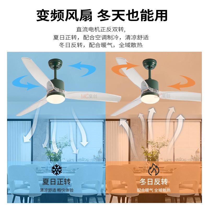 新款直销全光谱简约风扇灯透明叶变频智能电扇灯客厅餐厅卧室带风
