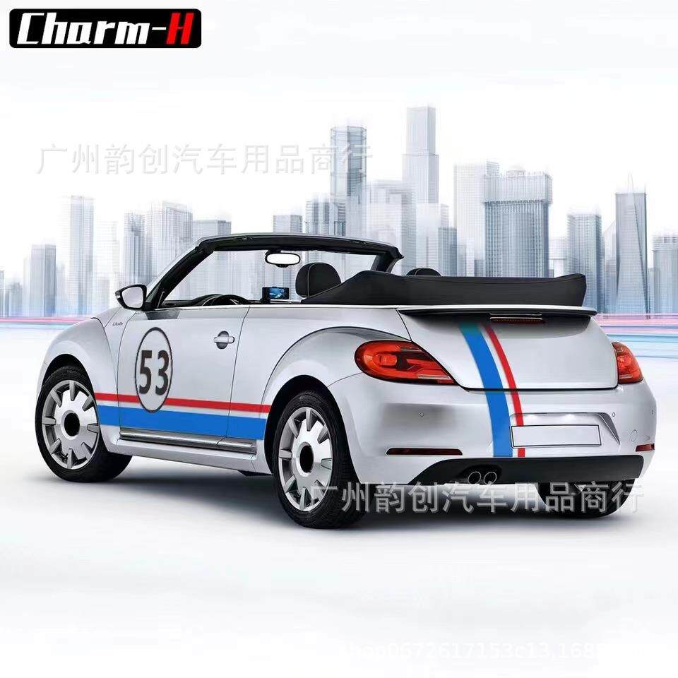 汽車造行門側條紋引擎蓋車頂后車身乙烯基貼紙大甲売虫A52011