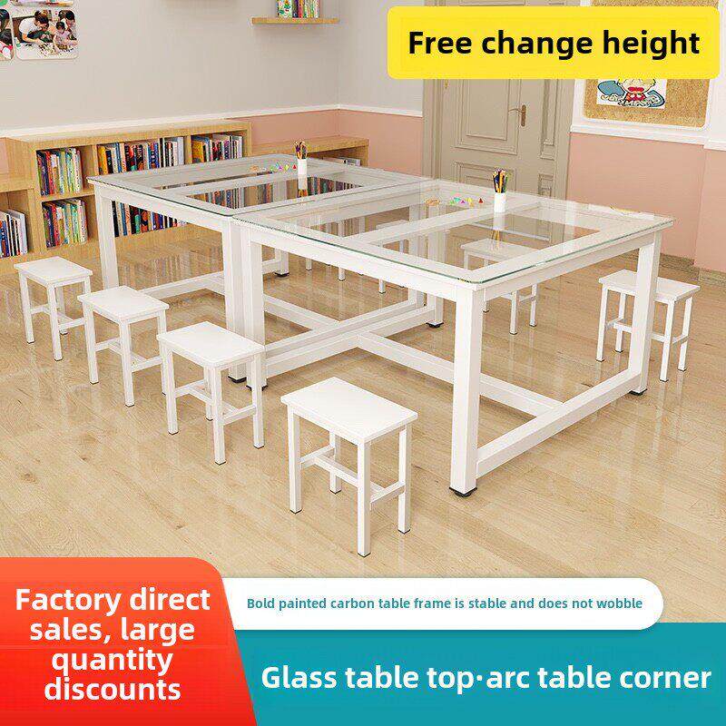 小学幼儿园玻璃绘画桌艺术桌学生培训班桌椅辅导手工书法工作室桌