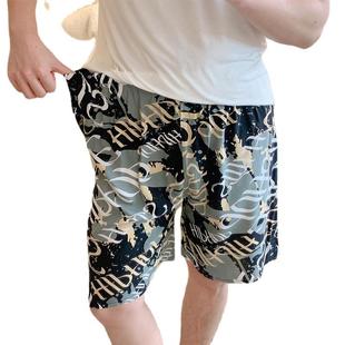 棉绸短裤 衩可外穿人造棉沙滩裤 夏薄款 宽松字母大裤 子 居家裤 男睡裤