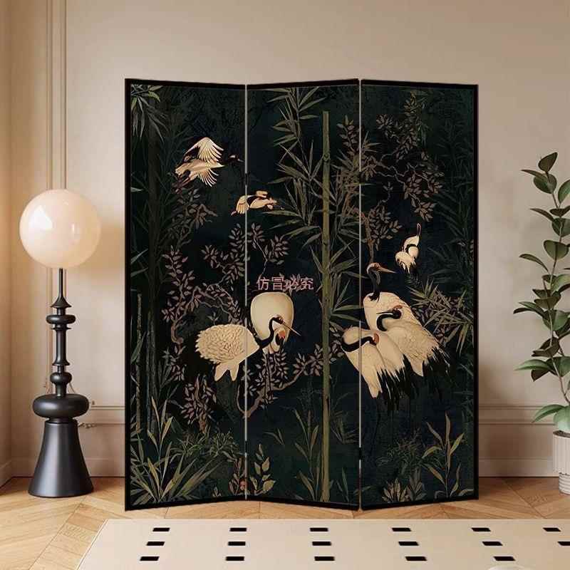 法式中古花鸟办屏风隔断室客厅现代约简可移动公室玄10060005关卧