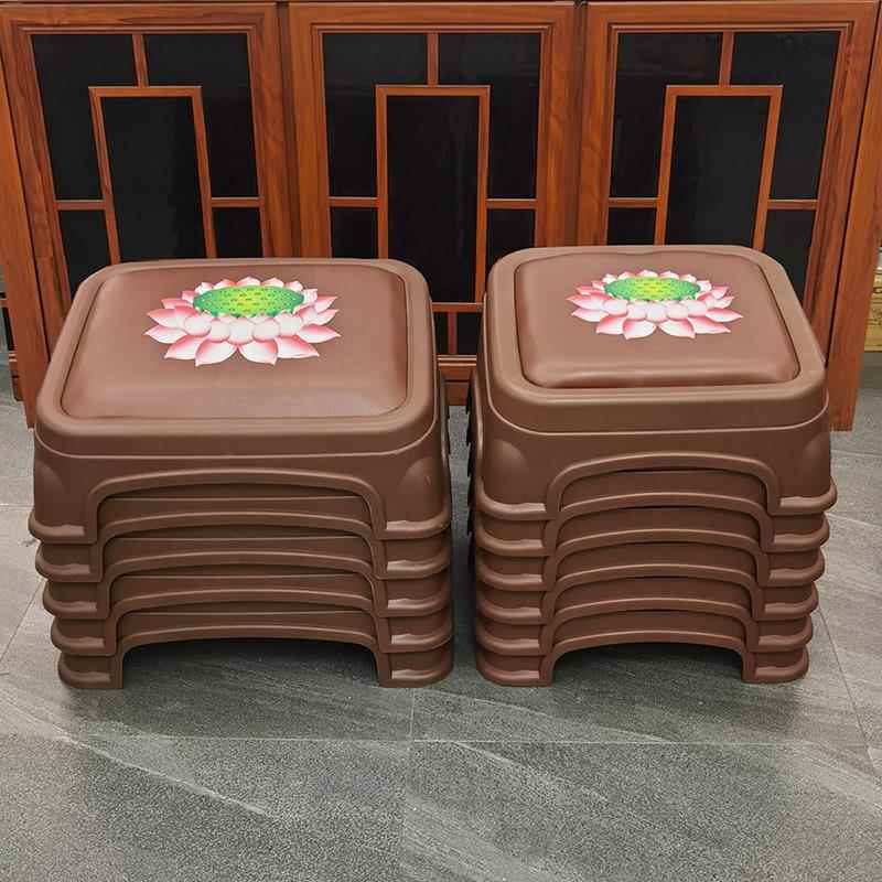 佛堂跪垫加厚塑料莲花拜佛凳家用寺庙道观蒲团跪拜垫佛前打坐拜凳