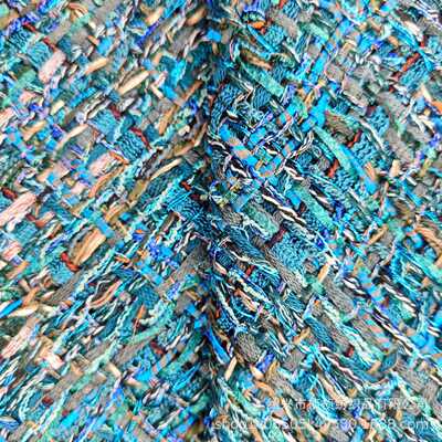 小香风新款梭织粗纺花呢布料编织色织时尚女装裙裤箱包鞋材等面料