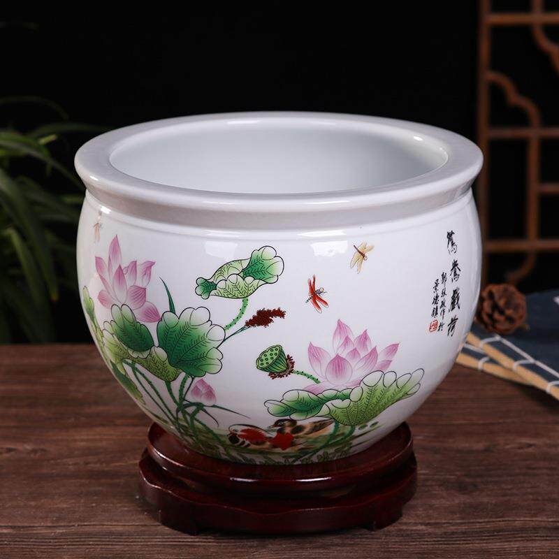 景德镇陶瓷鱼缸小型陶瓷水缸睡莲模型制作工具/辅料耗