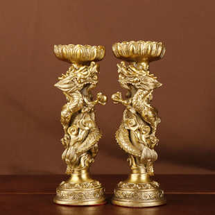 批发龙 铜 双龙烛台厂家摆件铜铜烛台烛台铜杨烛台 家用记 铜
