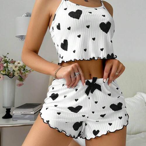 Women ' s Pajamas Set Summer Sling Vest with Shorts Newly