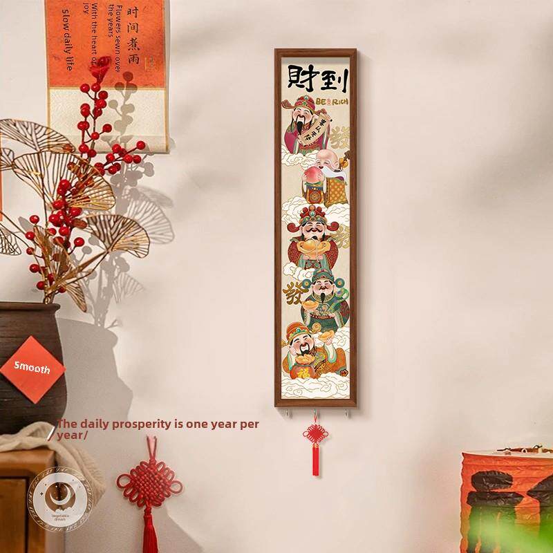 福禄寿西菜入口货架挂画财神客厅餐厅装饰画新年挂件壁画