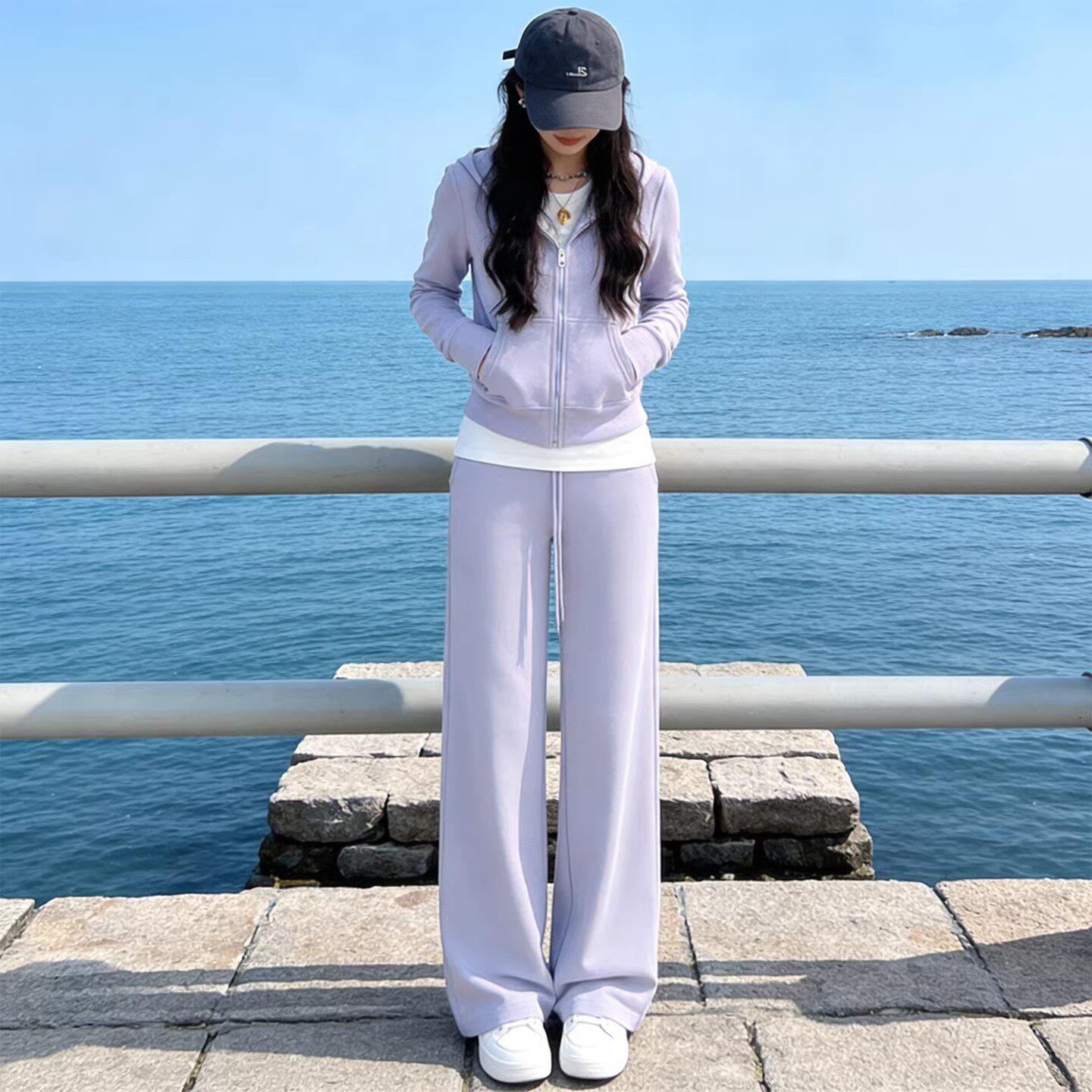 法国Rouje Moaks减龄运动套装女2026春秋季显瘦卫衣阔腿裤两件套