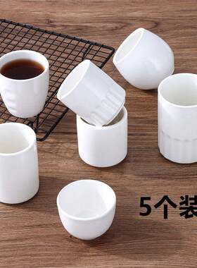 陶瓷耐高温茶杯 早茶楼饭店餐厅用中式风格 5个装手工釉上彩茶具