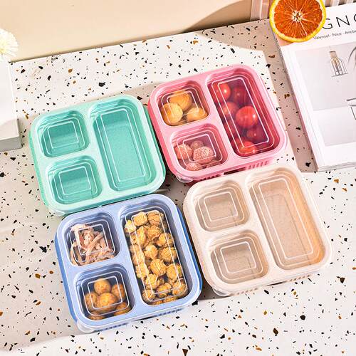 Wheat straw three-compartment snack box, dry fruit plate, sn
