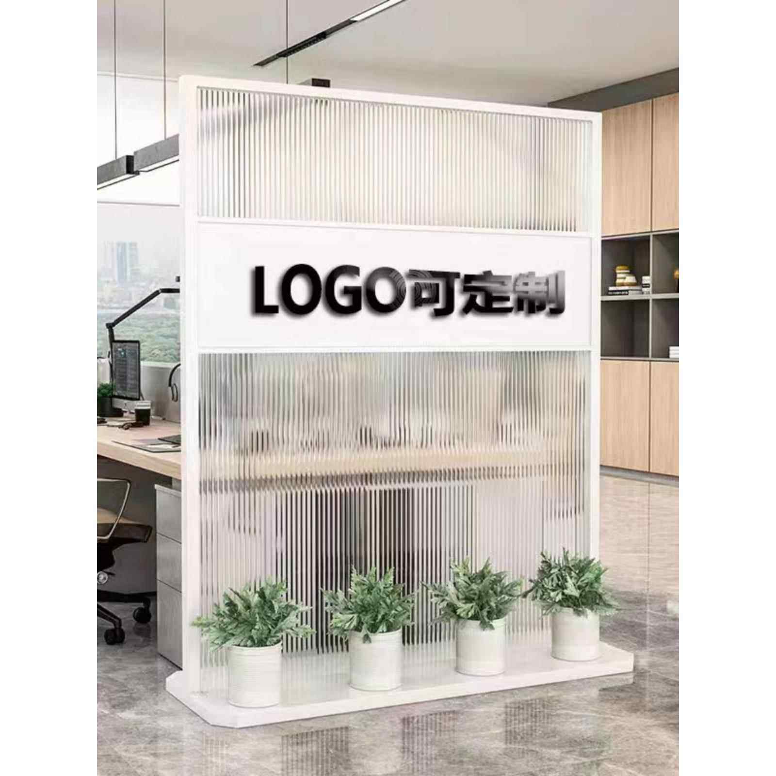 现代简约铁艺公司屏风客厅玻璃隔断办公室入口阻挡入口前台商业