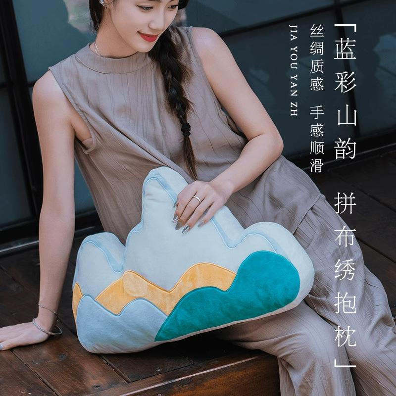 新中式靠山抱枕客厅沙发个性创意靠枕腰枕异形工位靠垫轻奢风