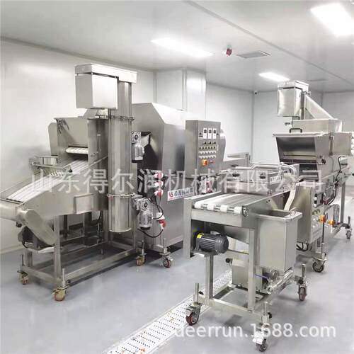 裹粉类小酥肉油炸机 大型调理食品油炸线 导热油加热 自动控温型