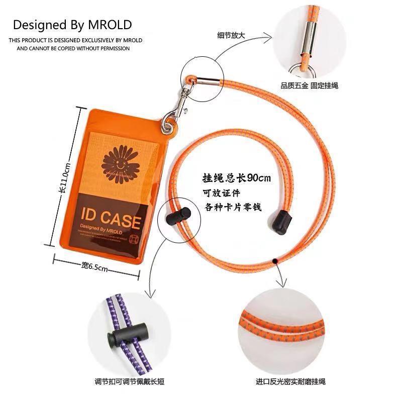 ins风挂脖绳证件套荧光色透明软胶PVC胸牌厂牌套潮牌卡套挂饰胸卡