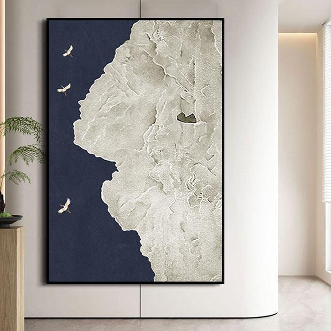 新中式竖版抽象挂画客厅水墨山水画办公室酒店饭厅书房卧室装饰画