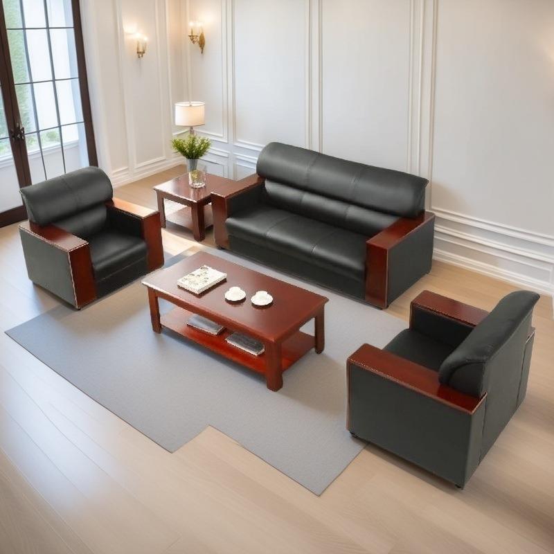 办公室沙发茶几组合简约现代接待会客休息区西皮三人位二人位沙发