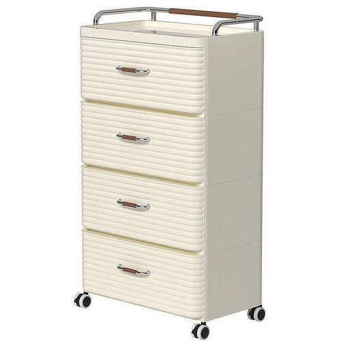 抽屉式收纳柜家用客厅置物柜卧室简约奶油风床头柜宿舍多层储物柜