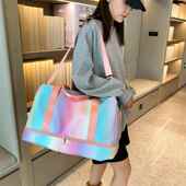 轻便简约彩虹旅行包单肩斜挎干湿分离多功能大容量户外出行收纳袋
