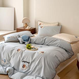 A类母婴高档100S棉四件套长绒FT464888棉纯棉贡上缎儿童被套全宿