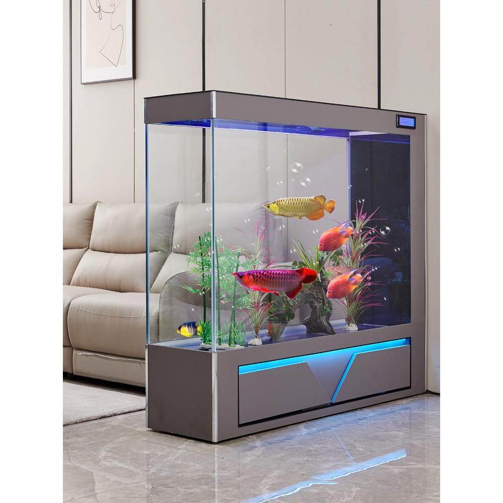 超白玻璃鱼缸客厅隔断屏风生态水族箱懒人免换水中大型落地自循环