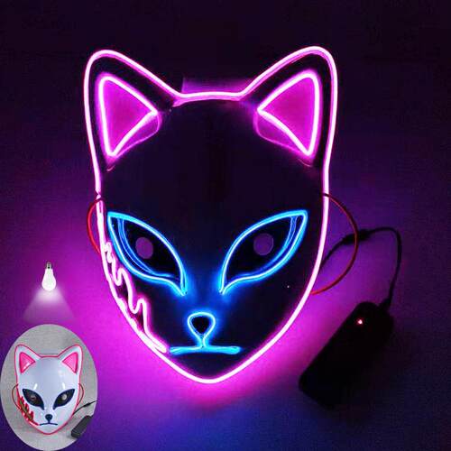 Anime Demon Slayer Cosplay Mask LED for Men Women Sabito