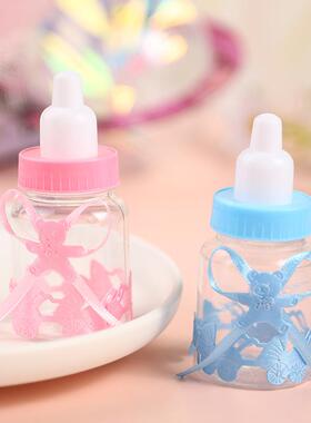 babyshower小奶瓶糖果盒可爱宝宝满月喜糖塑料盒子蝴蝶结小熊盒子