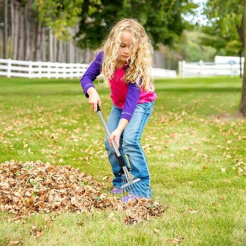Adjustable Leaf Rake Telescopic Yard Gardening Tools