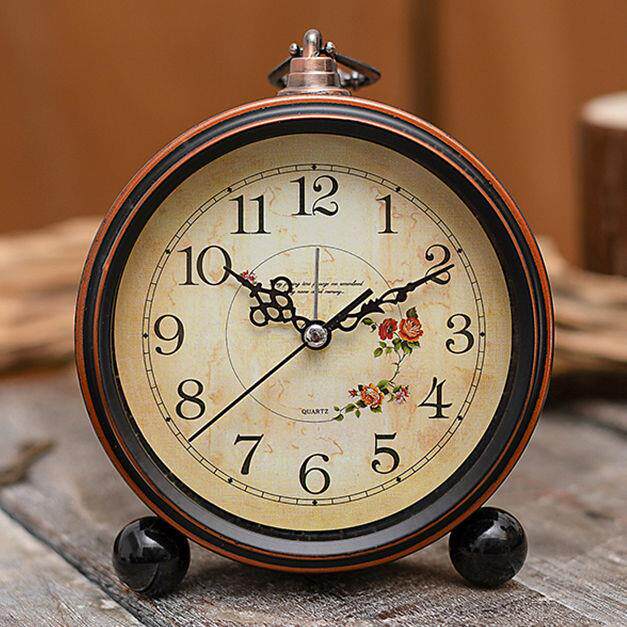 闹钟复古钟表金属5寸台式静音床头时尚座钟客厅卧室欧式简约台钟