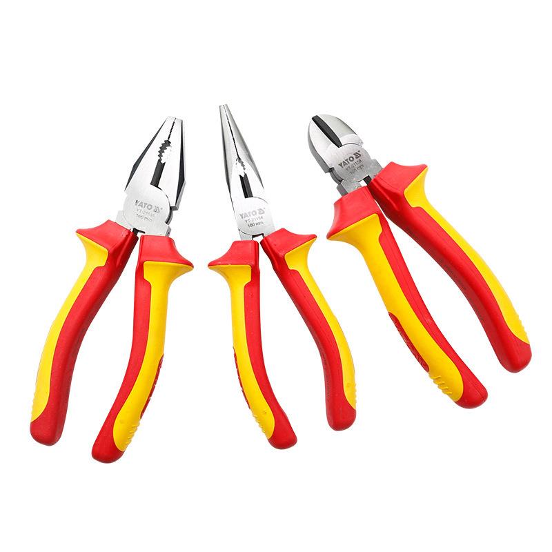 ATO尖钳绝缘绝缘钢丝斜Y口钳电工斜嘴钳子0耐高压嘴100v钢丝钳绝
