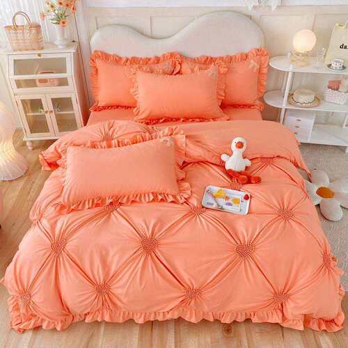 T5J韩版床裙四件套公主风床单被套床上用品秋冬加厚磨毛床单款三