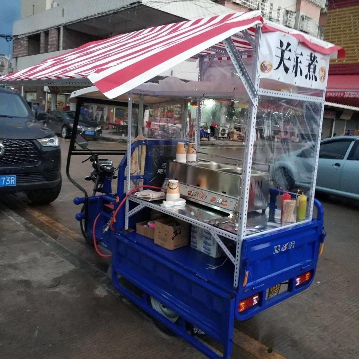 电动三轮车小吃凉皮摆摊专用架子早餐夜市三轮车改装摆地摊可订做