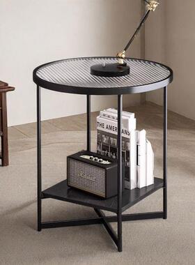 简子约现代轻奢圆桌小型茶几客厅家ILJ用户台面铁小桌阳台艺创意