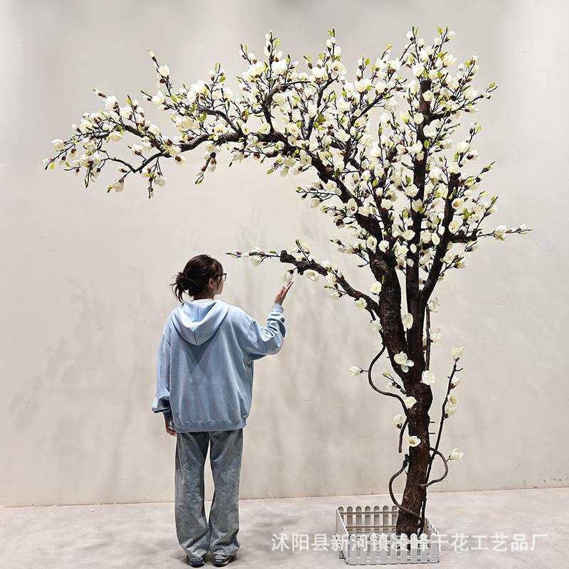 新款直销仿真玉兰树假花树大型室内造景假树商场橱窗落地景观装饰