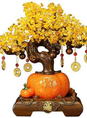 吉善堂招 事如意摇钱树摆 财柿子酒柜装饰工艺1002礼品摆饰开事