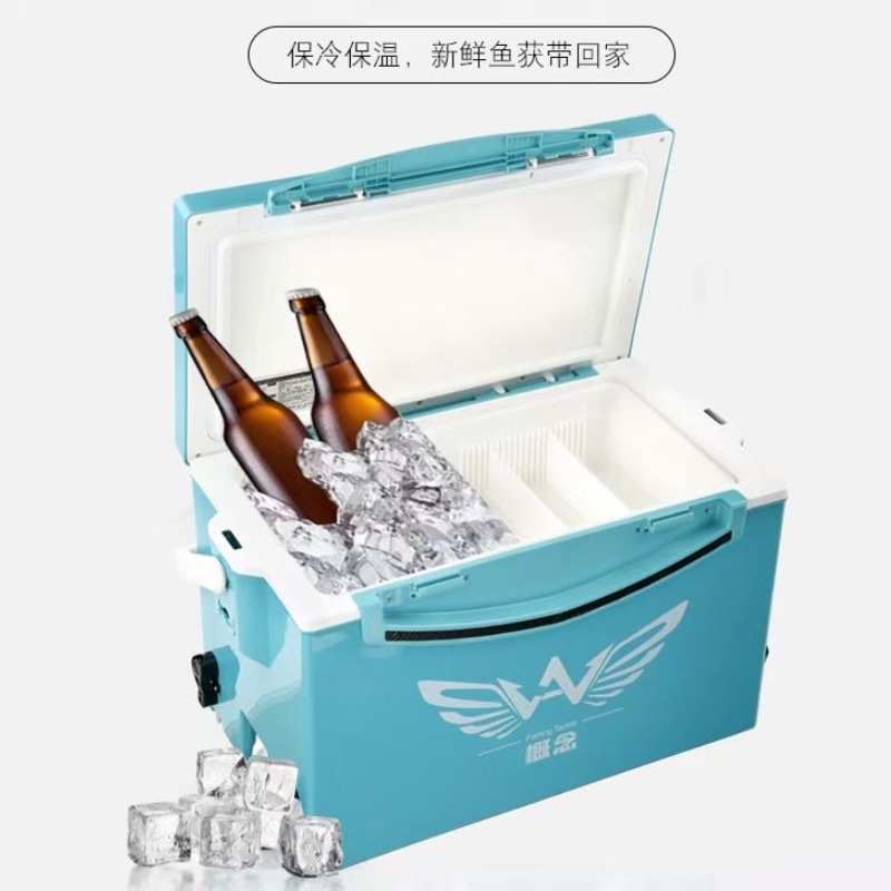 新款29升钓箱直角四腿升降免安装钓箱加厚保温箱铝合金配件台钓箱