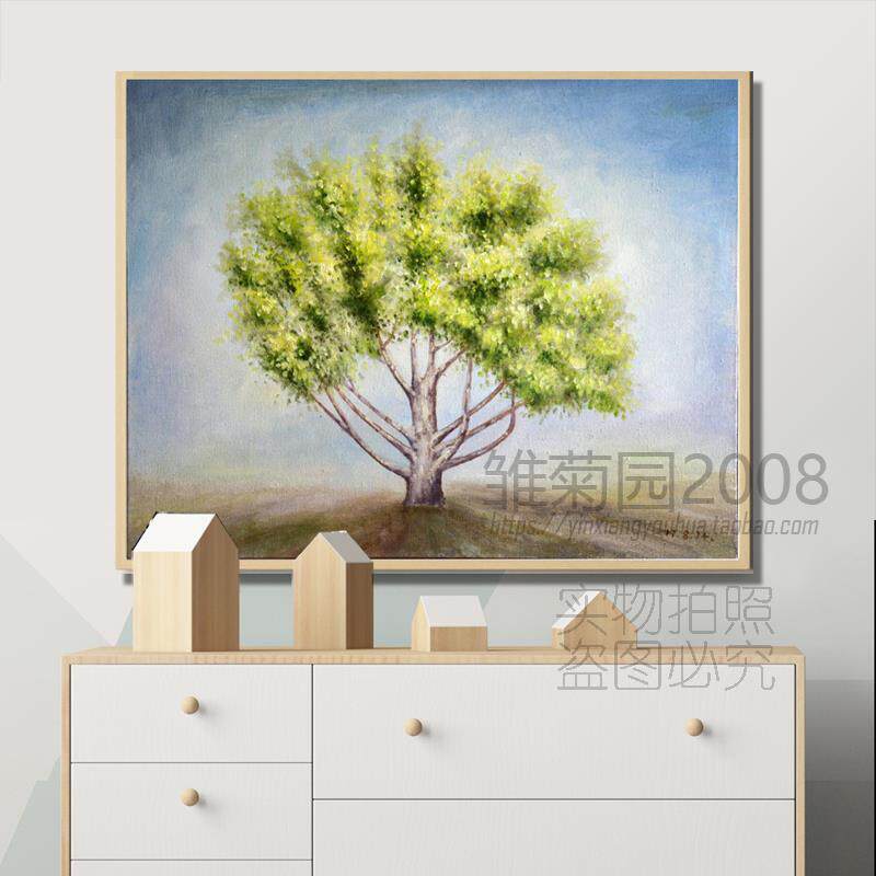 店主自己手绘油画 电影怦然心动 梧桐树 客厅书房玄关风景装饰画