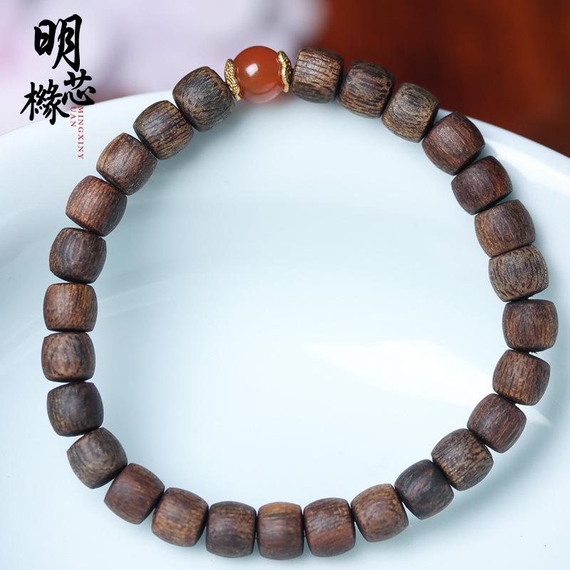 越南芽庄白棋楠沉香木桶珠DIY玛瑙款规格6x7男女文玩沉水薄荷香