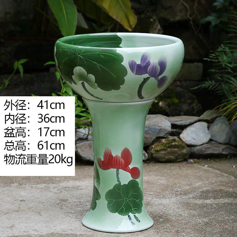 正品景德镇陶缸瓷落地柱式鱼特号立金鱼缸睡莲碗莲荷花大盆锦鲤缸
